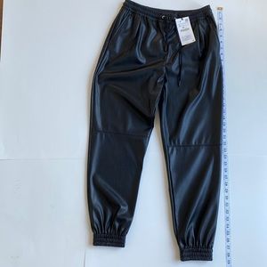Zara leather joggers. Size small. Black. Leg length waist to ankle 38 inches